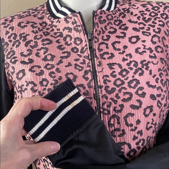 Aeropostale Pretty Little Liars pink leopard, black satin cropped bomber S💕💕 - Picture 6 of 11